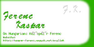 ferenc kaspar business card